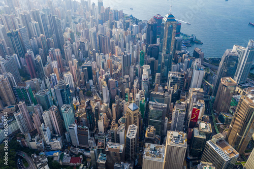 Top view of Hong Kong downtown city