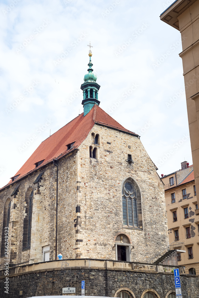 PRAGUE, CZECH REPUBLIC - 07.18. 2018 - The gothic St. Wenceslas church Zderaz in Resslova Street, Czech Republic