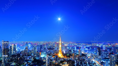 東京の都市風景　夜景・都市・都会・ビル © JP trip landscape DL