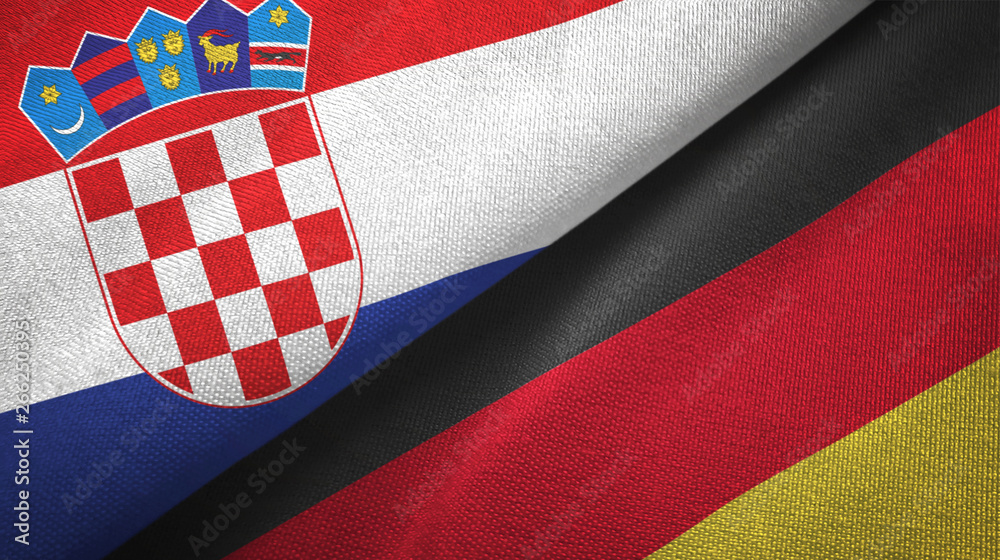 Fototapeta premium Croatia and Germany two flags textile cloth, fabric texture