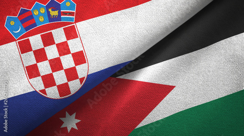 Croatia and Jordan two flags textile cloth, fabric texture