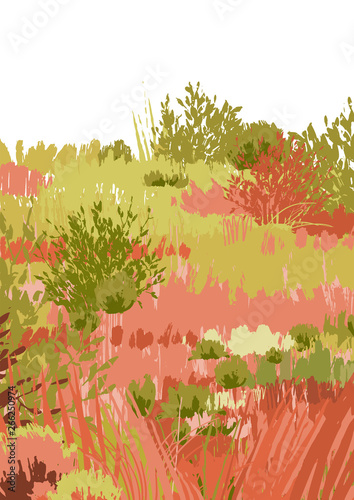Abstract graphic steppe view in calm colors