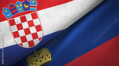 Croatia and Liechtenstein two flags textile cloth, fabric texture