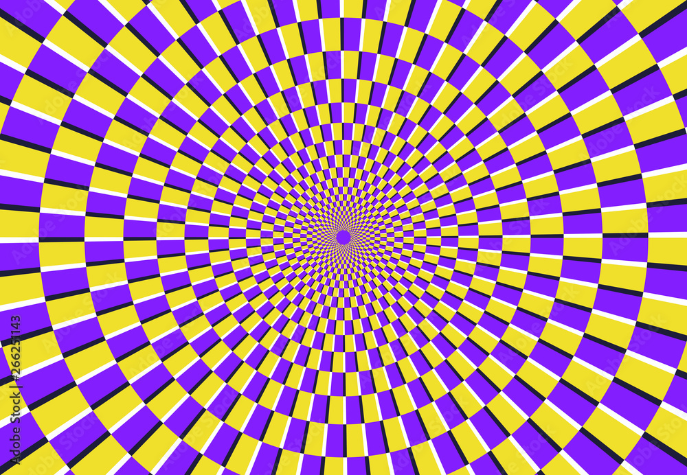 Fototapeta premium Złudzenie optyczne spirali. Magiczny wzór psychodeliczny, iluzje wirowe i hipnotyczny streszczenie ilustracji wektorowych