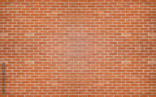 Red color brick wall for brickwork background design .