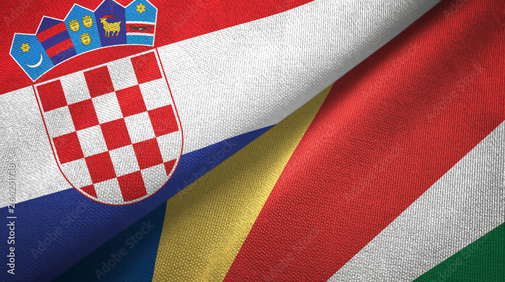 Croatia and Seychelles two flags textile cloth, fabric texture Croatia and Seychelles two flags textile cloth, fabric texture