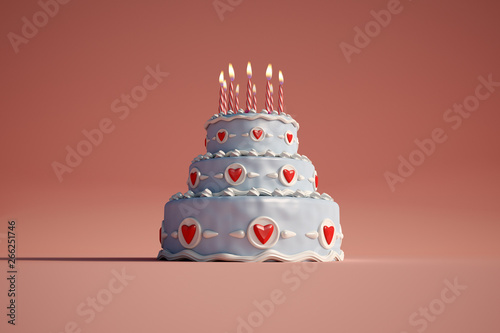 Canvas Print Birthday cake red