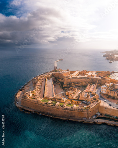 Fort St Elmo, Valletta, Malta, aerial view. Valletta is the southernmost capital of Europe