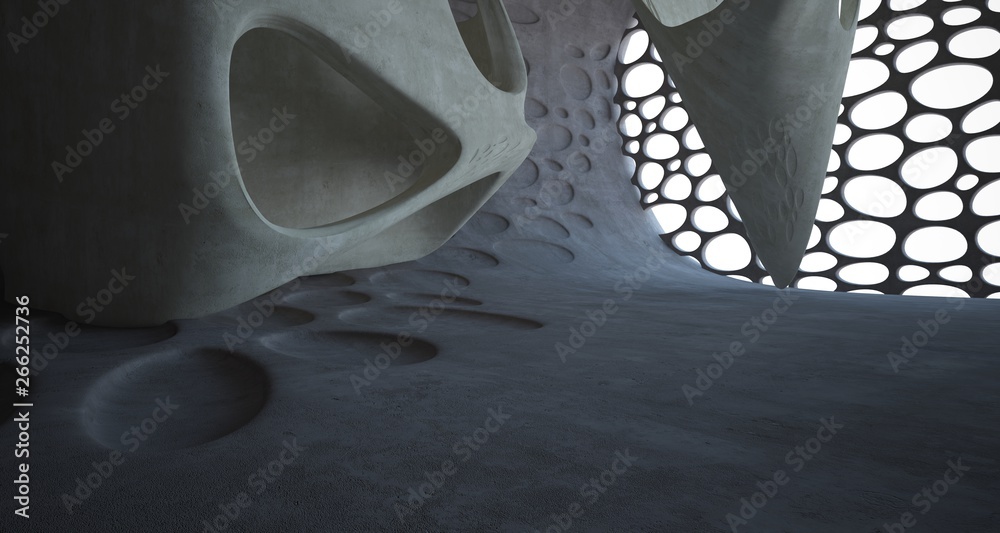 Empty dark abstract brown concrete room smooth interior. Architectural background. Night view of the illuminated. 3D illustration and rendering Empty dark abstract brown concrete room smooth interior. Architectural background. Night view of the illuminated. 3D illustration and rendering