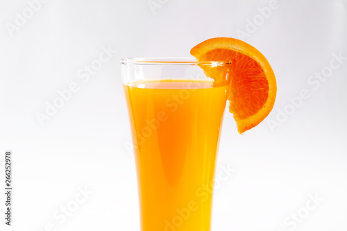 Orang juice in a glass white background