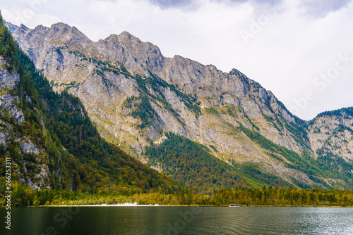 Koenigssee lake with Alp mountains  Konigsee  Berchtesgaden National Park  Bavaria  Germany