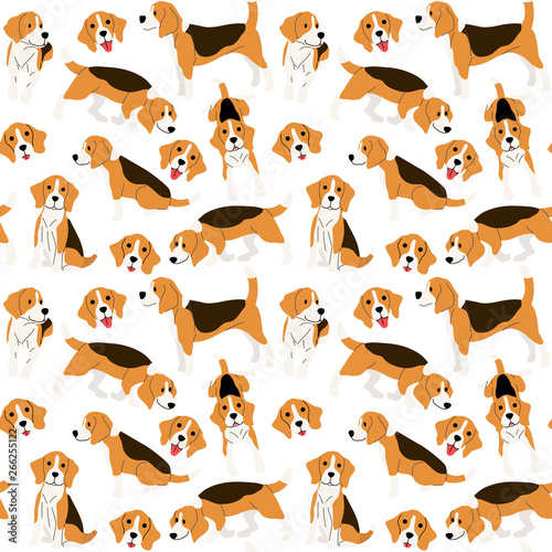 beagle in action,seamless pattern