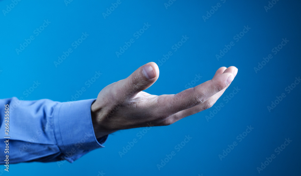 Businessman showing empty hand. Businessman showing empty hand.