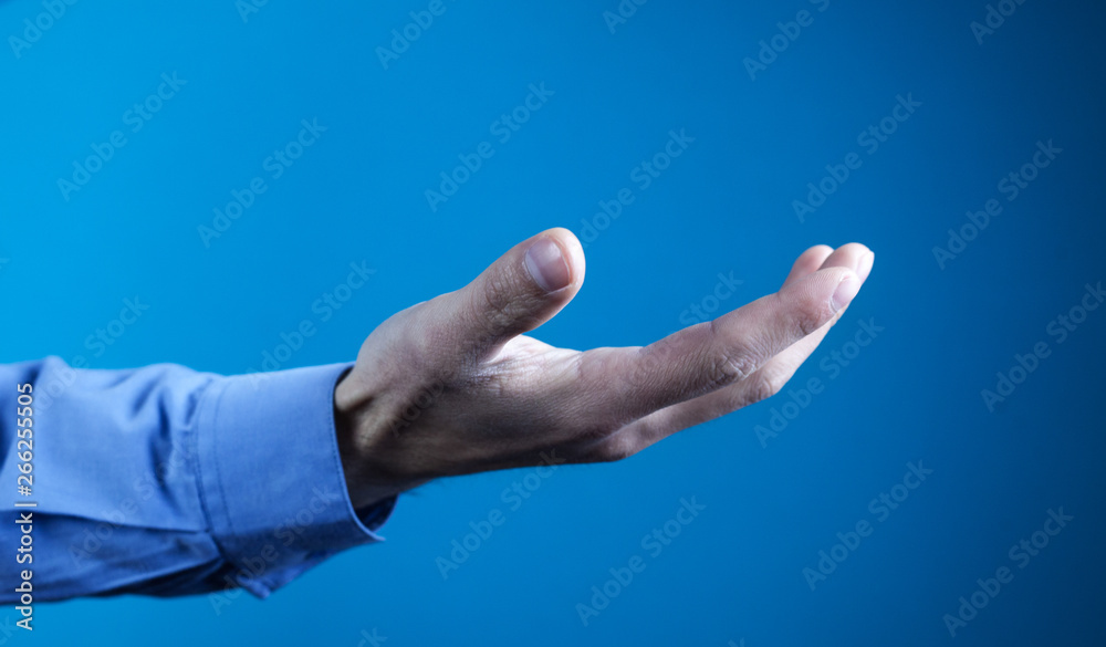 Businessman showing empty hand.