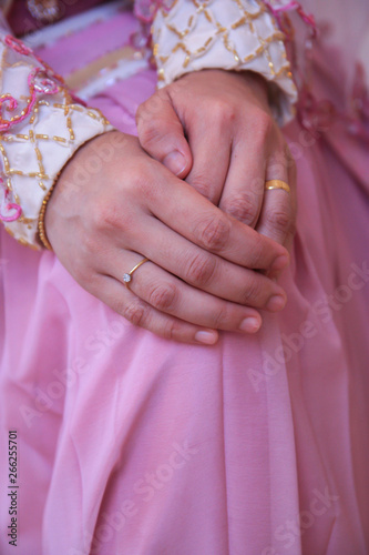 woman hand with fashion diamond rings on the fingers background.