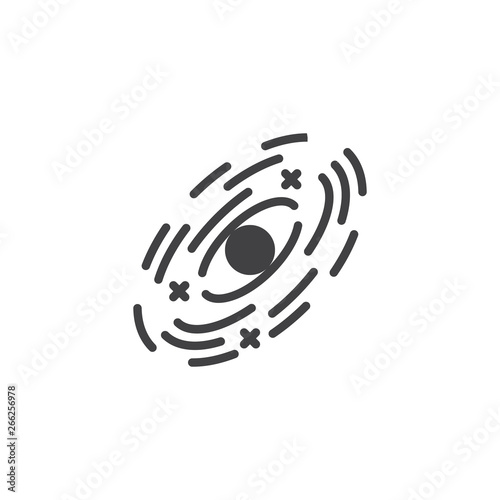 Cosmos galaxy with black hole vector icon. filled flat sign for mobile concept and web design. Galaxy rotation glyph icon. Symbol, logo illustration. Pixel perfect vector graphics
