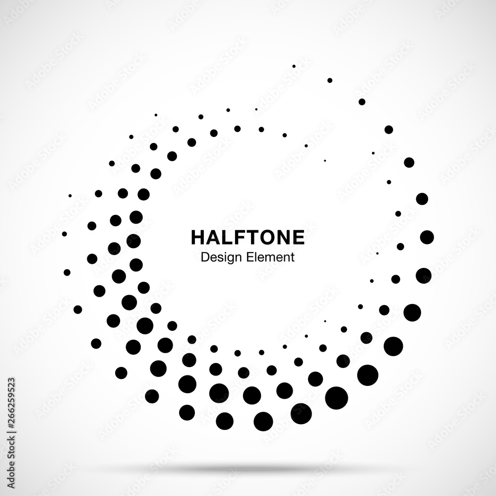 Halftone circle dotted frame circularly distributed. Vector dots logo ...