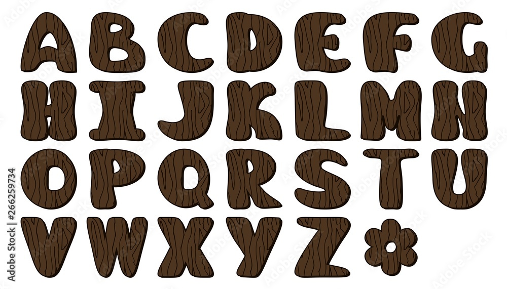set with wooden alphabet on white 