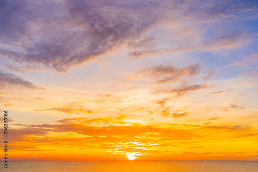 Beautiful tropical outdoor nature landscape of sea ocean at sunrise