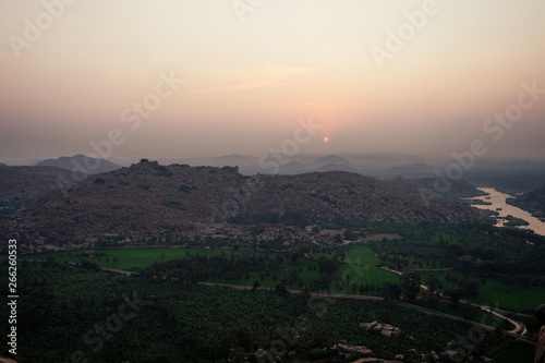 Exotic landscape in hampi india sunrise sunset hills