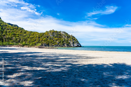 Beautiful outdoor nature landscape with tropical beach sea and ocean in Pranburi