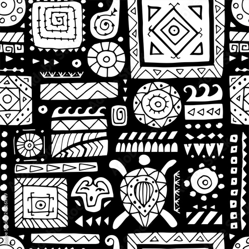 Ethnic handmade ornament. Seamless pattern for your design. Polynesian style