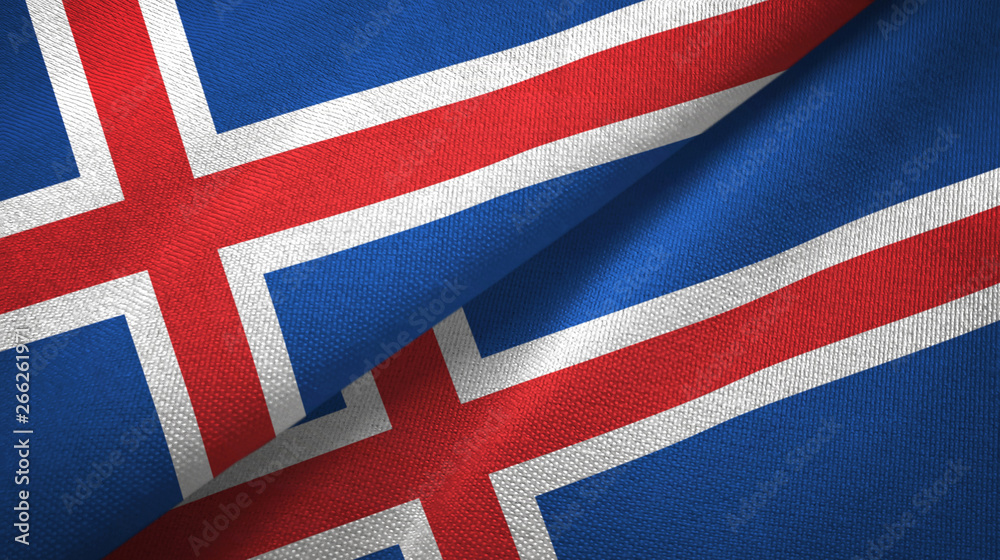 Iceland two flags textile cloth, fabric texture Iceland two flags textile cloth, fabric texture