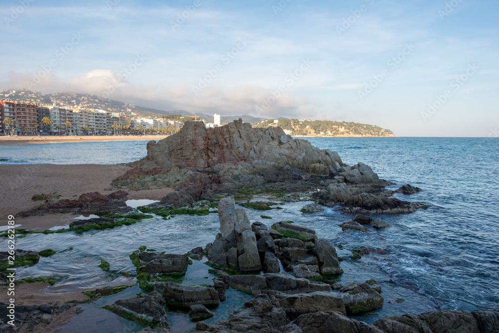 The village of Lloret de mar next to the beach, Costa brava The village of Lloret de mar next to the beach, Costa brava