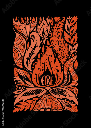 Four elements concept. Fire design background
