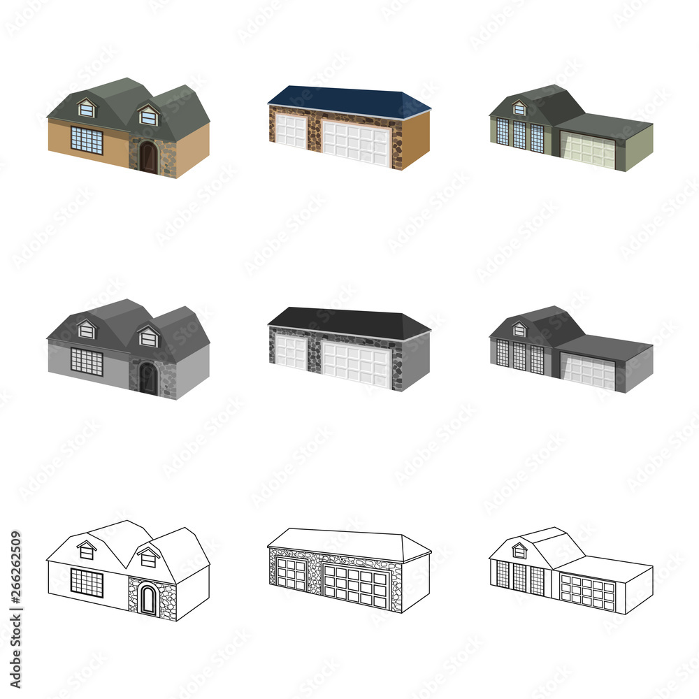 Isolated object of facade and housing symbol. Set of facade and infrastructure vector icon for stock. Isolated object of facade and housing symbol. Set of facade and infrastructure vector icon for stock.