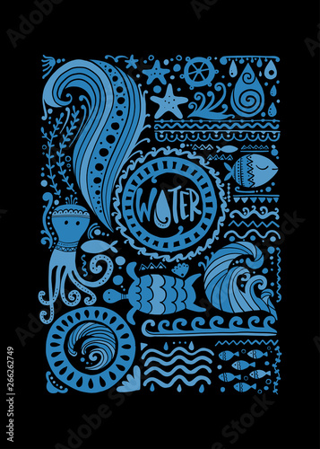 Four elements concept. Water design background
