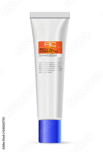 Realistic luxury glamorous cosmetic creme bottle  in white color, isolated on white background, mockup,  3D illustration for branding design and ads,  template, beauty and hygiene concept.