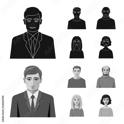 Vector illustration of hairstyle and profession  symbol. Collection of hairstyle and character  stock vector illustration.