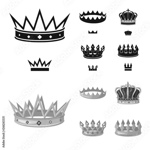 Vector illustration of medieval and nobility symbol. Set of medieval and monarchy stock vector illustration.