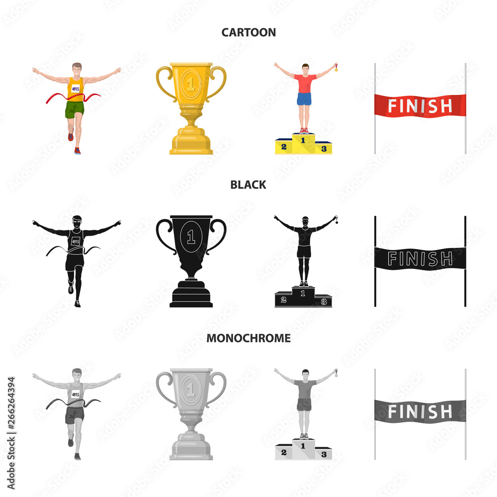 Vector design of sport and winner symbol. Collection of sport and fitness stock vector illustration. Vector design of sport and winner symbol. Collection of sport and fitness stock vector illustration.