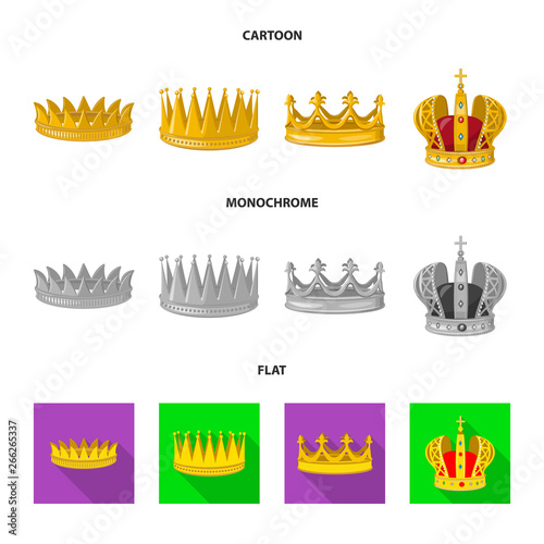 Isolated object of medieval and nobility icon. Collection of medieval and monarchy stock vector illustration.