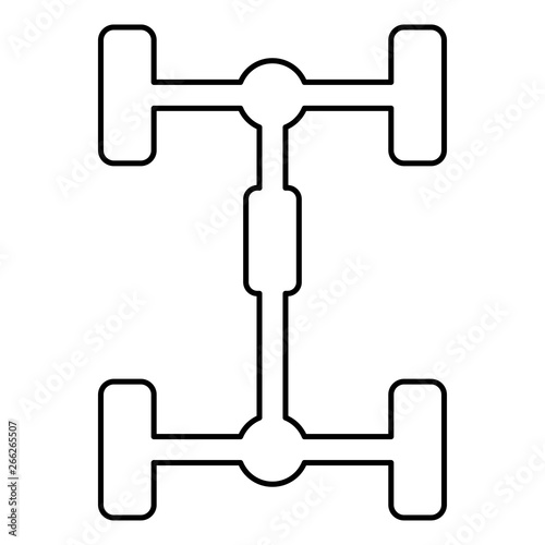 Undercarriage Chassis Carriage for car Vehicle frame icon outline black color vector illustration flat style image