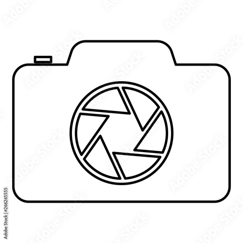 Camera with focus of lens concept icon outline black color vector illustration flat style image