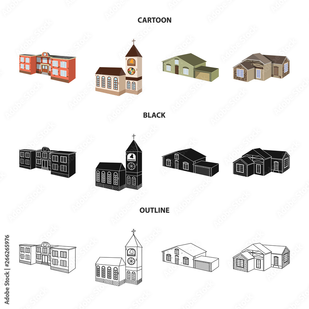 Vector design of facade and housing sign. Collection of facade and infrastructure vector icon for stock.