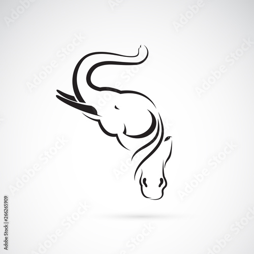 Vector of an elephant head and horse head on white background. Wild Animals. Elephant and horse logo or icon. Easy editable layered vector illustration.