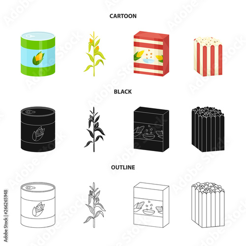 Isolated object of cornfield and vegetable icon. Collection of cornfield and vegetarian vector icon for stock.
