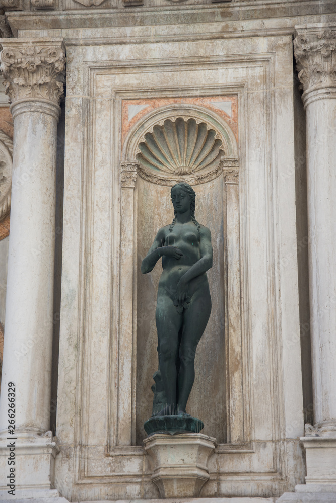 Courtyard of Doge`s Palace, or Palazzo Ducale., Venice , Italy,Statue - 2019