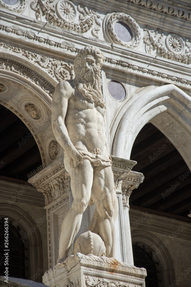 , Giants Staircase of the Doges Palace in Venice,Italy, 2019,STATUE 