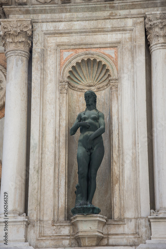 Courtyard of Doge`s Palace, or Palazzo Ducale., Venice , Italy,Statue - 2019