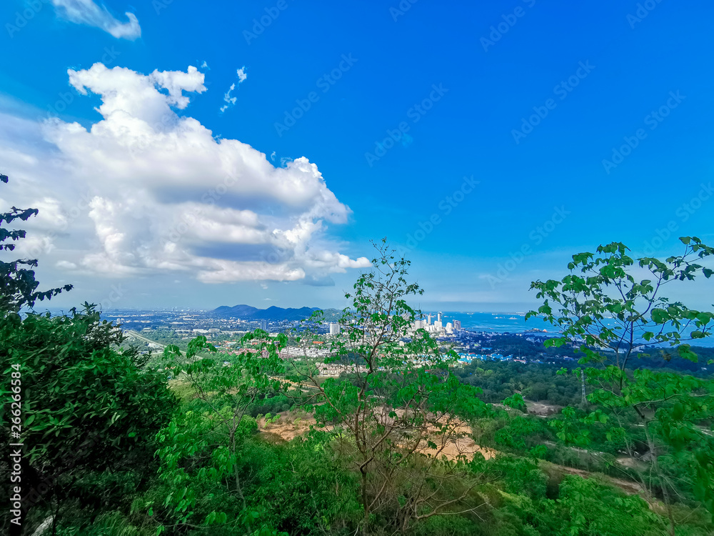 Nature view, mountain view overlooking the city, Chonburi, Thailand