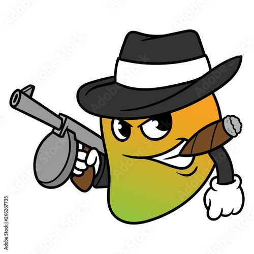 Cartoon Mango Mobster Vector Illustration