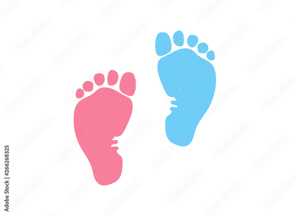 Vector icon of children's feet (tracks) of a boy and a girl. Happiness, parenthood, childhood. Vector icon of children's feet (tracks) of a boy and a girl. Happiness, parenthood, childhood.