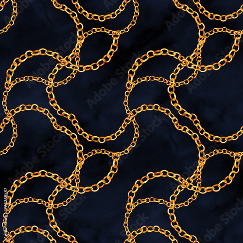 gold chains seamless pattern. jewelry background. luxury illustration. photo
