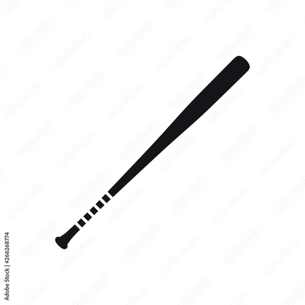Vector flat black baseball bat icon on white background Stock Vector ...