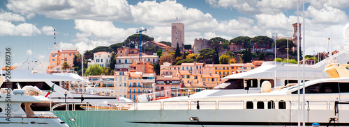 Cropped view of Le Suquet- the old town and Port Le Vieux of Cannes, France photo